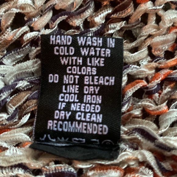 BCBG Max Azria open knit, multi colored, fringed short sleeve sweater. Size M - Picture 5 of 5